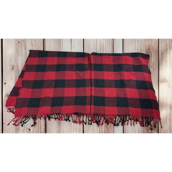 Abercrombie & Fitch Blanket Scarf Poncho Red Black Plaid Flannel One Size - Picture 4 of 7